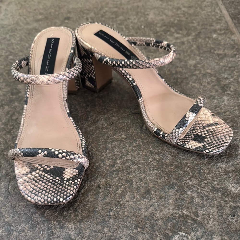 STEVEN Women's Snakeskin Heeled Sandals